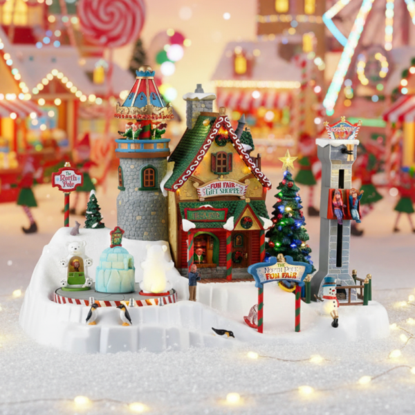 Luna Park di Babbo Natale North Pole Fun Fair H 28 cm Edificio in Movimento Lemax - 35019