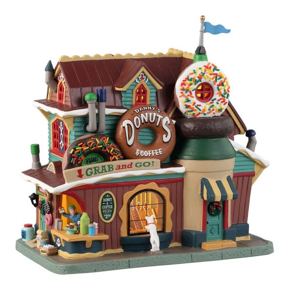 Negozio di Ciambelle Danny's Donuts & Coffee H 20 cm Edificio Illuminato Lemax - 35031