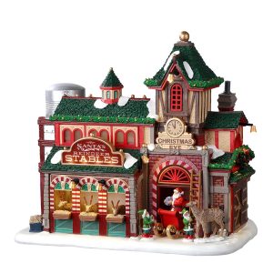 Stalla delle Renne di Babbo Natale Santa's Reindeer Stables H 22 cm Edificio Illuminato Lemax - 25926