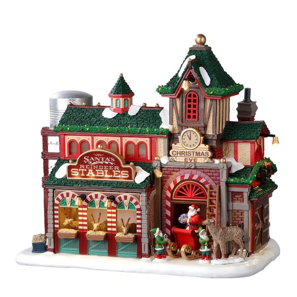 Stalla delle Renne di Babbo Natale Santa's Reindeer Stables H 22 cm Edificio Illuminato Lemax - 25926