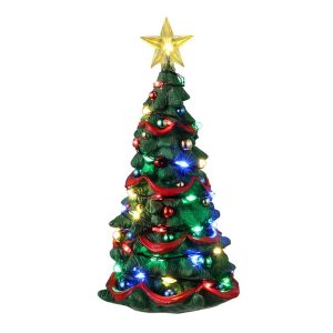 Albero di Natale Addobbato Joyful Christmas Tree H 12 cm Accessorio Illuminato Lemax - 34101