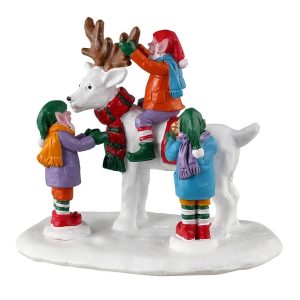 Elfi con Renna di Neve Reindeer Snowman H 7 cm Personaggio Lemax - 33629
