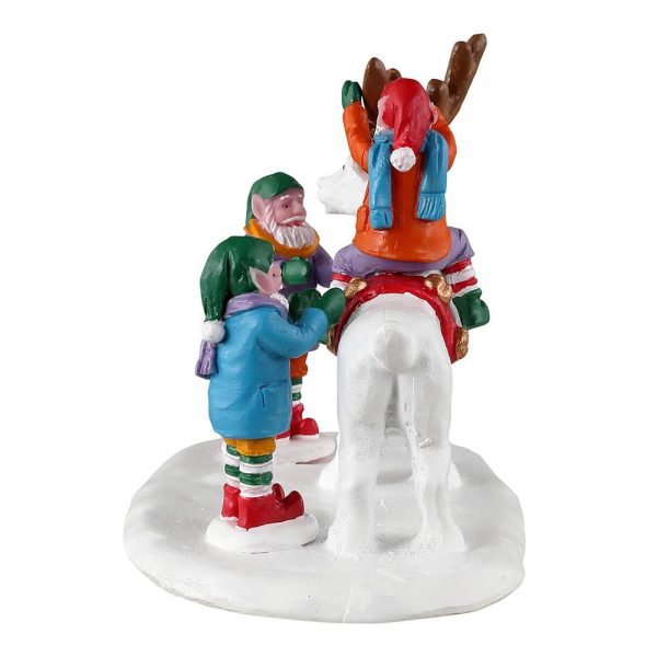 Elfi con Renna di Neve Reindeer Snowman H 7 cm Personaggio Lemax - 33629 - immagine 3