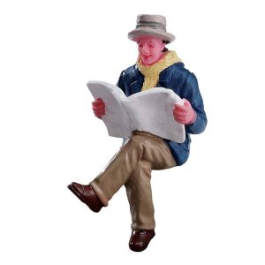 Uomo seduto che Legge Reading Morning Papers H 6 cm Personaggio Lemax - 72506