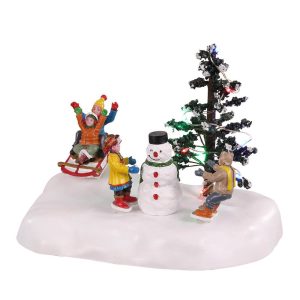 Bimbi sulla Neve Frolic In The Snow H 12 cm Scena in Movimento Lemax - 44210
