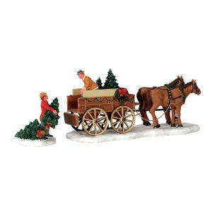 Carrozza per Alberi di Natale Christmas Tree Wagon H 10 cm, set di 2 pezzi Lemax - 43451
