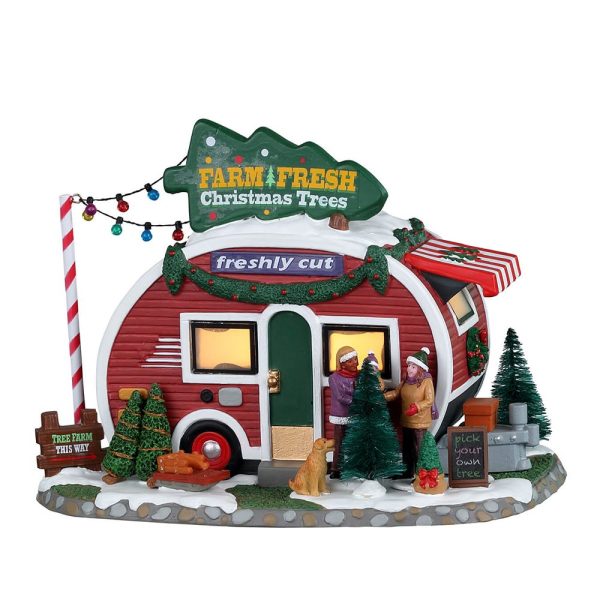 Negozio di Alberi di Natale Farm Fresh Christmas Trees H 15 cm Scena Illuminata Lemax - 25928