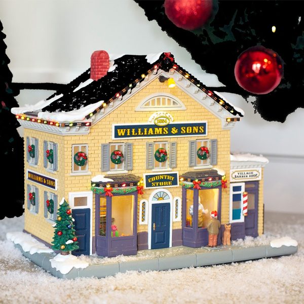 Negozio e Barbiere Williams & Sons Country Store H 20 cm Edificio Illuminato Lemax - 15809 - immagine 2