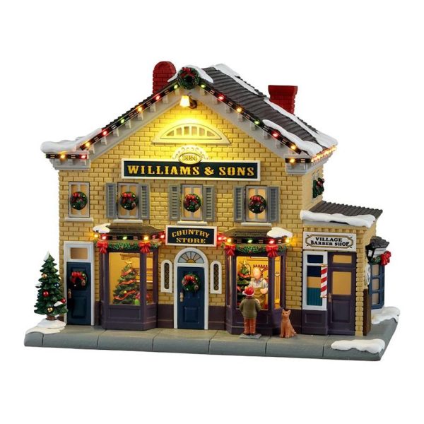 Negozio e Barbiere Williams & Sons Country Store H 20 cm Edificio Illuminato Lemax - 15809