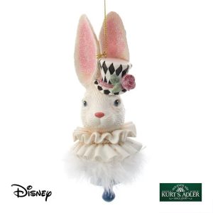 Bianconiglio Alice nel Paese delle Meraviglie Disney© Classics Pregiato da Collezione in Resina Kurt Adler - H 15 cm