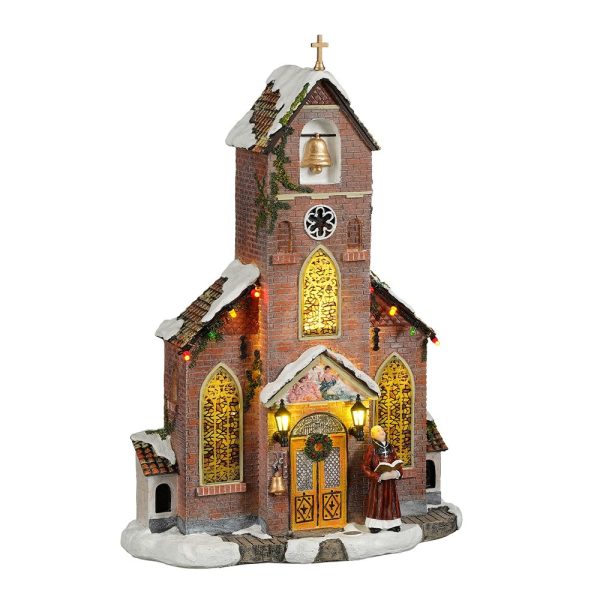 Chiesa con Campanile Church H 31 cm Facciata Illuminata LuVille - 1142368