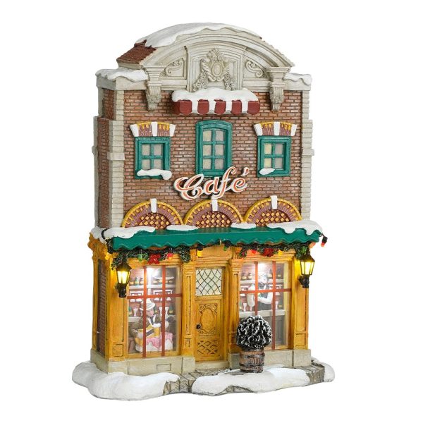 Caffetteria Café H 26 cm Facciata Illuminata LuVille - 1142339