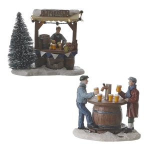 Chiosco della Birra Beer Stall and Drinking H 10 cm, set di 2 pezzi Scena Illuminata LuVille - 1045992