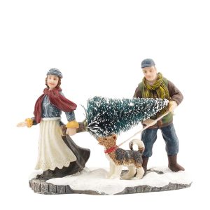 Coppia con Albero di Natale Carrying a Tree H 7 cm Personaggio LuVille - 1015175