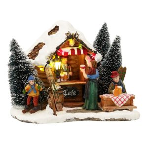 Rifugio per Sciatori Skicafe H 11 cm Scena Illuminata LuVille - 1015127