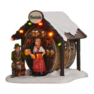 Birreria Tedesca Christmas Market H 11 cm Scena Illuminata LuVille - 610115