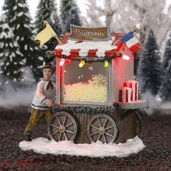 Carretto dei Popcorn Popcorn Stall H 12 cm Scena Illuminata LuVille - 1046000 - immagine 2