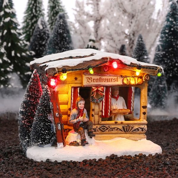 Bancarella delle Salsicce Bratwurst Christmas Market H 9 cm Scena Illuminata LuVille - 610116 - immagine 2