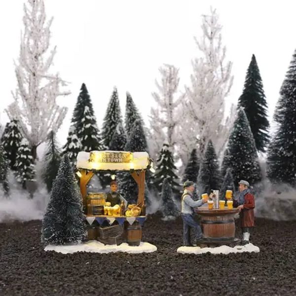 Chiosco della Birra Beer Stall and Drinking H 10 cm, set di 2 pezzi Scena Illuminata LuVille - 1045992 - immagine 2