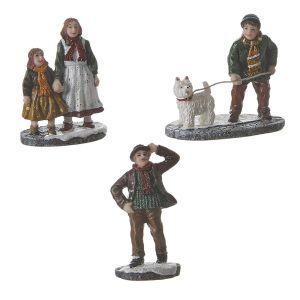 Famiglia a Passeggio con Cagnolino Village People H 6 cm, set di 3 pezzi Personaggio LuVille - 1048504