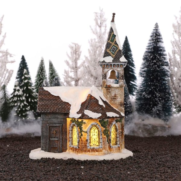 Chiesetta Gotica Church St Chevalier H 24 cm Edificio Illuminato LuVille - 610003 - immagine 2