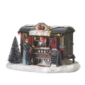 Bancarella di Mele Candite Apple Candy Stall Red H 10 cm Scena Illuminata LuVille - 1048477
