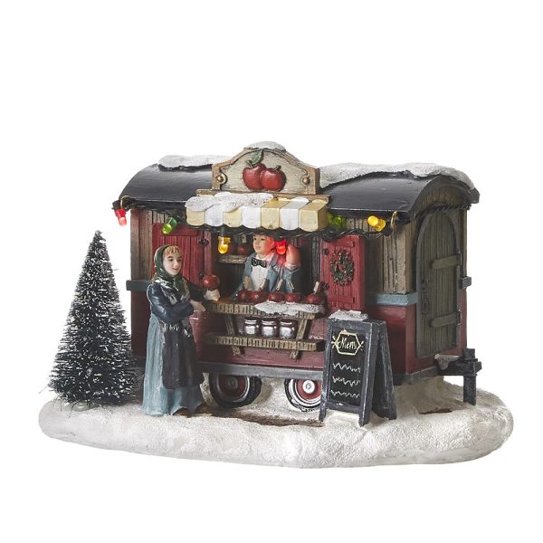 Bancarella di Mele Candite Apple Candy Stall Red H 10 cm Scena Illuminata LuVille - 1048477