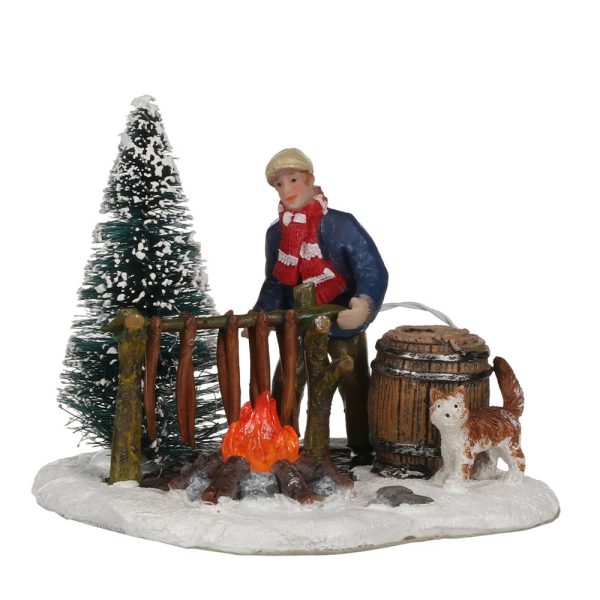 Falò del Pescatore Eel Smoker H 7 cm Scena Illuminata LuVille - 1035455