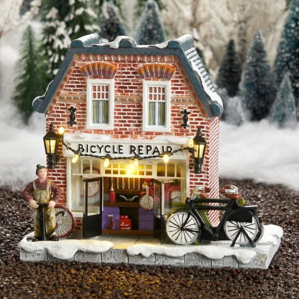 Biciclettaio Bicycle Repair Shop H 14 cm Edificio Illuminato LuVille - 1142371 - immagine 2