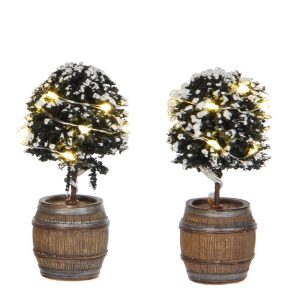 Alberi in Botte Buxus Tree in a Barrel H 8 cm, set di 2 pezzi Accessorio Illuminato LuVille - 1025899