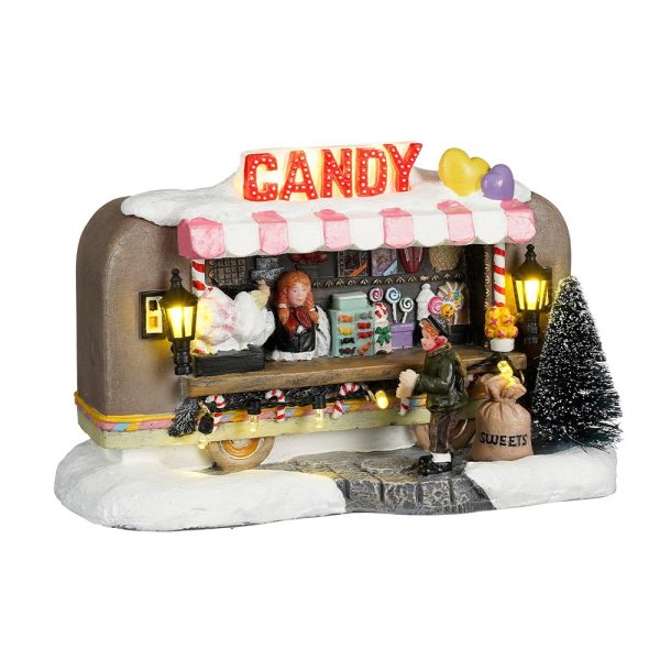 Camioncino delle Caramelle Foodtruck Candy H 10 cm Scena Illuminata LuVille - 1142344