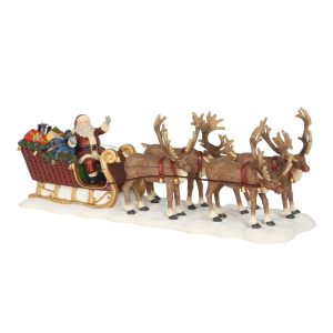 Slitta con Renne Santa Reindeer Sledge H 8 cm Scena Decorativa LuVille - 603023
