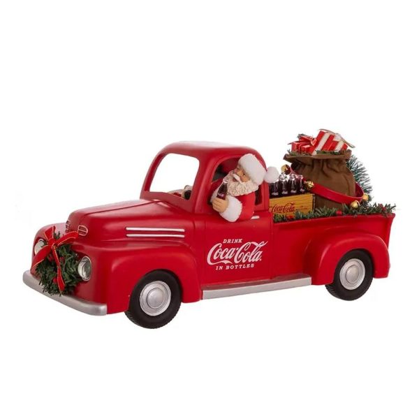 Babbo Natale su Camioncino Rosso con Bottigliette Pregiato Drink Coca-Cola® in Bottles Kurt Adler - H 15 cm - immagine 2