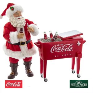 Babbo Natale Pregiato con Portaghiaccio Coca-Cola® e Bottigliette Kurt Adler -