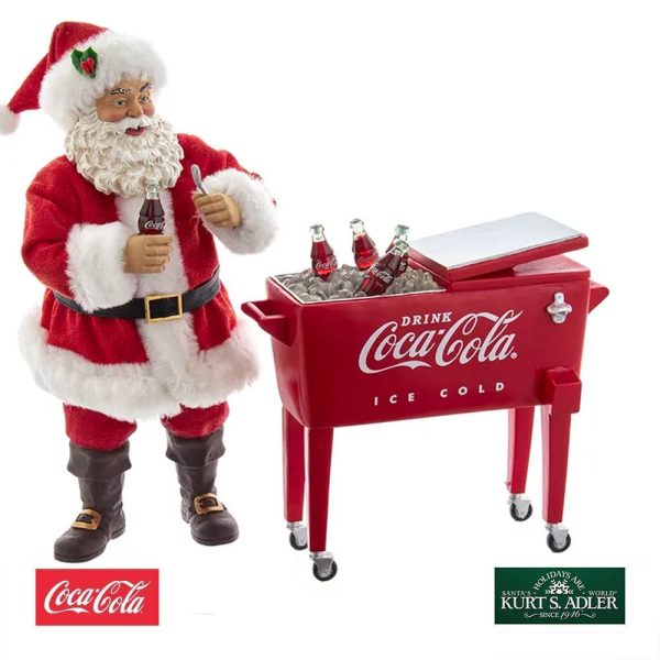Babbo Natale Pregiato con Portaghiaccio Coca-Cola® e Bottigliette Kurt Adler -