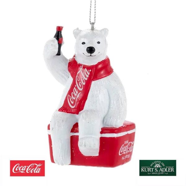 Orso Polare Seduto su Frigo Coca-Cola® Kurt Adler - H 9 cm