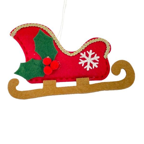Slitta di Babbo Natale in Pannolenci - H 11 cm - immagine 2