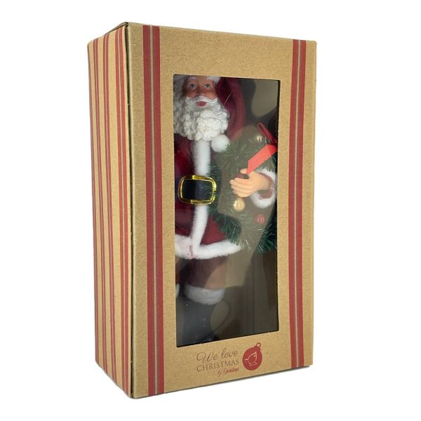 Babbo Natale con Ghirlanda da Collezione - H 20 cm - immagine 4