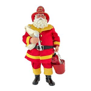 Babbo Natale Pompiere da Collezione - H 28 cm