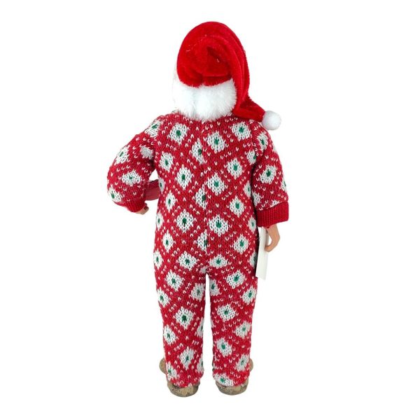 Babbo Natale con Tuta in Lana da Collezione - H 28 cm - immagine 3