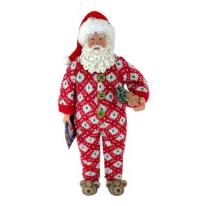 Babbo Natale con Tuta in Lana da Collezione - H 28 cm