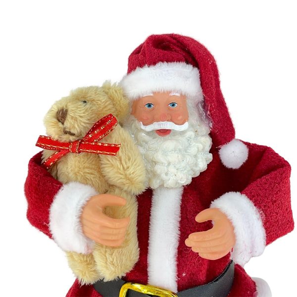 Babbo Natale con Orsetto da Collezione - H 20 cm - immagine 2
