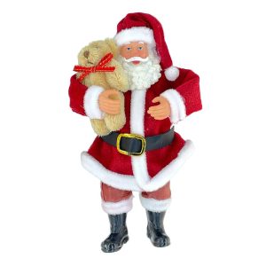Babbo Natale con Orsetto da Collezione - H 20 cm