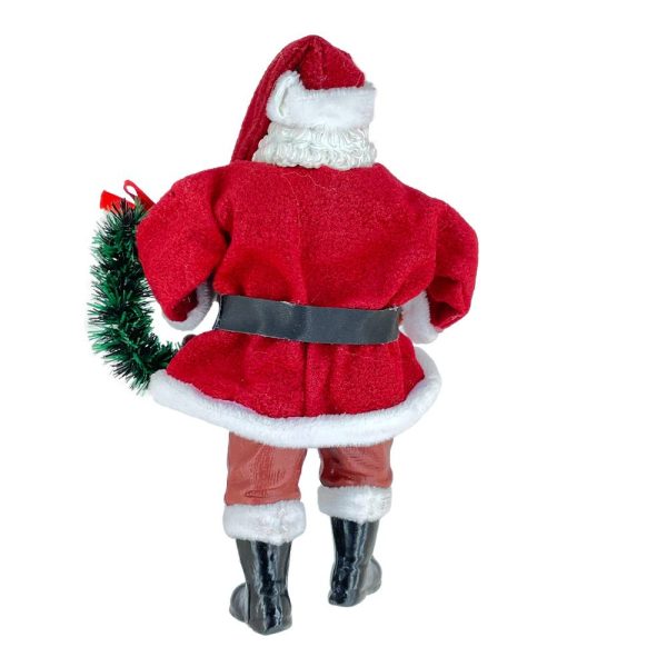 Babbo Natale con Ghirlanda da Collezione - H 20 cm - immagine 3