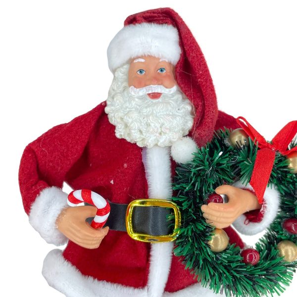 Babbo Natale con Ghirlanda da Collezione - H 20 cm - immagine 2