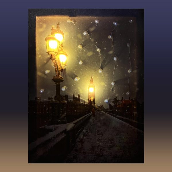 Quadro in tela Luminoso Natalizio Christmas in London, Londra d'Inverno - 30 x 40 cm - immagine 2