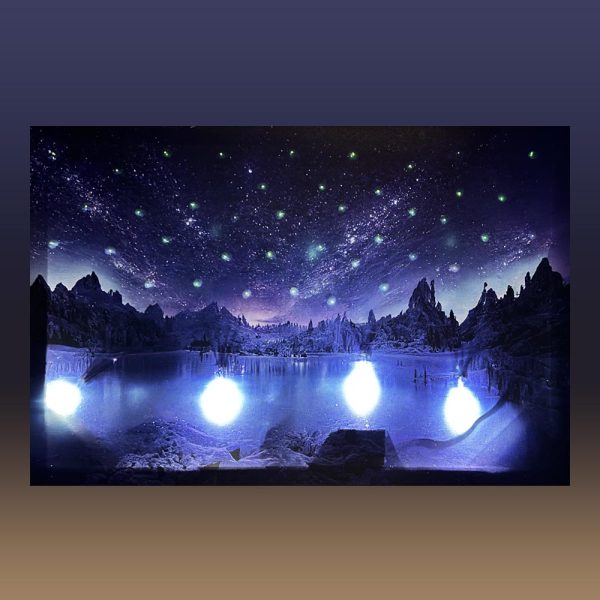 Quadro in tela Luminoso Natalizio con Aurora Boreale su Lago - 60 x 40 cm - immagine 2