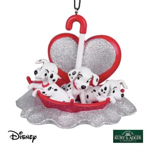 Cuccioli di Dalmata su Ombrello Personaggio in Resina ©Disney La Carica dei 101 Kurt Adler - H 7 cm