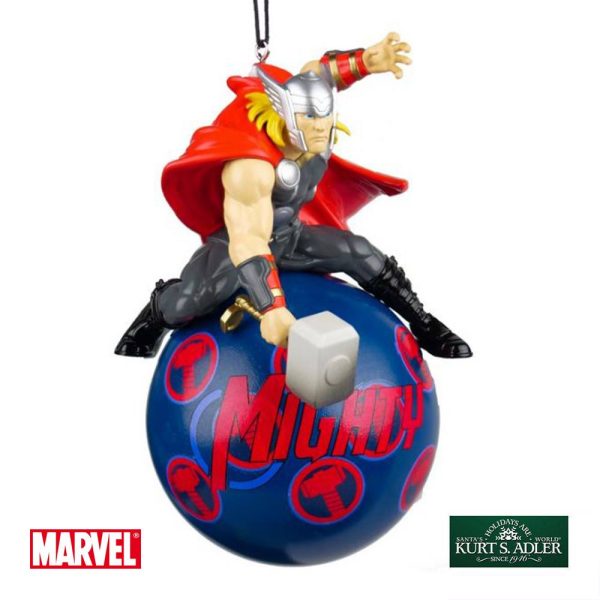 Sfera Thor Marvel in Resina Kurt Adler - Ø 8 cm