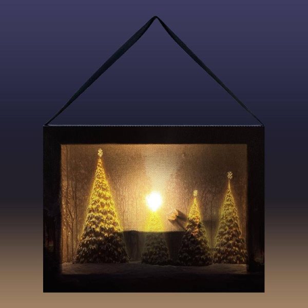 Quadro in tela Luminoso Natalizio con Alberi Innevati - 20 x 15 cm - immagine 2